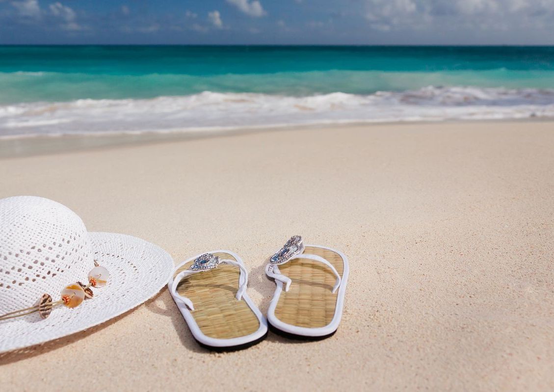 beach sandals in the sand